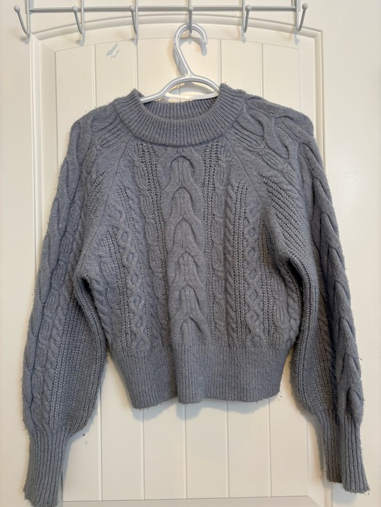 Dynamite Sweaters - Dynamite Gray Cable Knit Crewneck Sweater